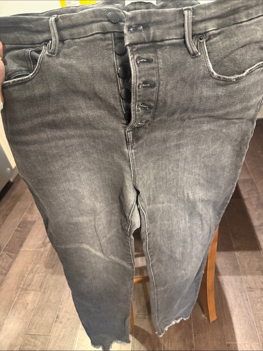 Good American Slim Straight Gray Washed Jeans